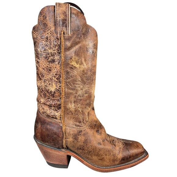 Justin Women’s Bent Rail Wildwood Brown Distressed Cowgirl Boot Size US 7 B - Picture 1 of 10